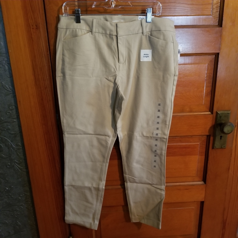 Old Navy.  Stretch ankle length beige pants. 12